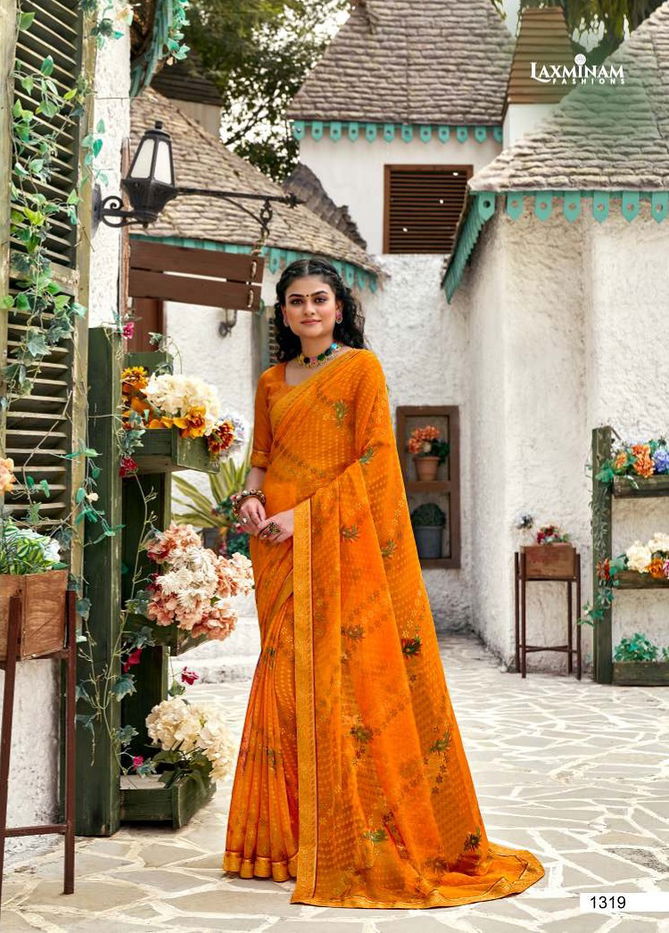 Laxminam Manjari New Festive Wear Designer Chiffon Brasso Saree Collection